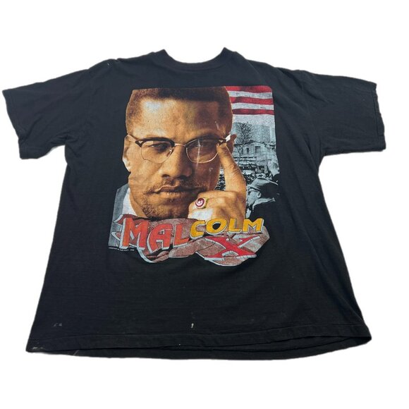 Vintage 90's 1995 Malcom X Bootleg Rap Tee Peace & Love Size XXL Civil Rights - Picture 1 of 9